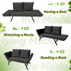 Greesum Outdoor Sofa, Woven Rattan Patio Furniture, Convertible Daybed or - Image 5
