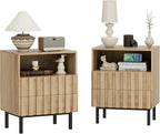 UEV Mid Century Modern Fluted Nightstand Set of 2, 2 Drawers End Table by YourHomeExcellentVendor