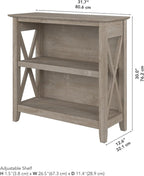 Bush Home Key West Small 2 Shelf Bookcase in Washed Gray, Compact Home Organizer - Image 3