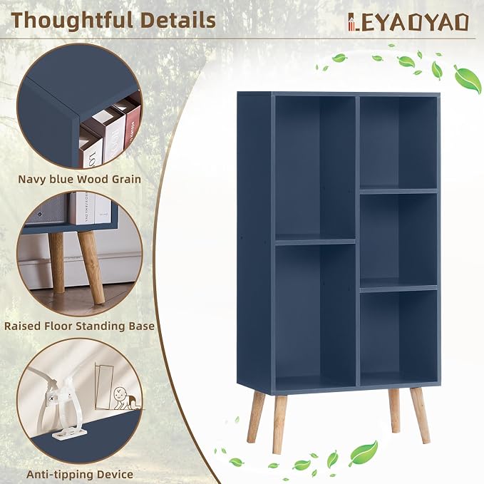 LEYAOYAO 5 Cube Bookshelf 3-Tier Bookcase - Image 4
