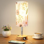 Fenmzee Floral Touch Lamp for Bedroom- 3 Way Dimmable Bedside Lamp USB C A by Fenmzeelighting