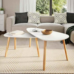Gecheer Scandinavian Style Solid Pine Wood Coffee Table Set - Image 3