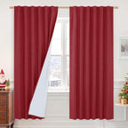 Red 100% Blackout Linen Curtains 72 Inches by LAMIT