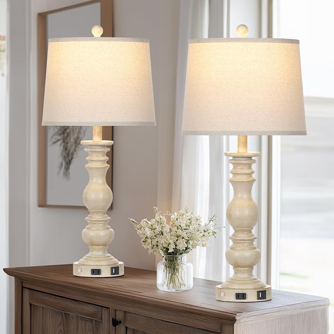 Cinkeda 28" Farmhouse Table Lamps Set of 2 - Image 2