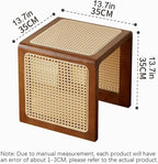 Bohemian Rattan Solid Wood Side Table Bedside Tables Decorative Table Night - Image 2