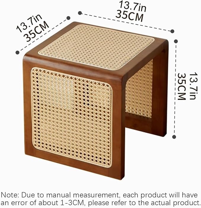 Bohemian Rattan Solid Wood Side Table Bedside Tables Decorative Table Night - Image 2