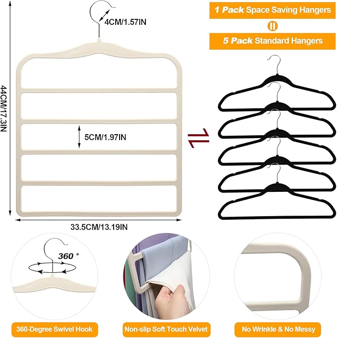 Closet Organizers and Storage, 5 Pack Velvet Pants-Hangers-Space-Saving - Image 5