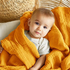 EMME Muslin Blankets for Adults Mustard Yellow Small Blanket 40" x 50" | Throw - Image 2
