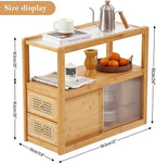 Tiita Rattan Nightstand Side Table, Bamboo Accent Bedside Tables, Glass Coffee - Image 2