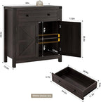 HOSTACK Coffee Bar Cabinet, Kitchen Storage Cabinet, Modern Farmhouse Buffet - Image 3