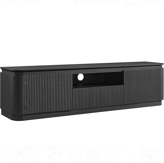 70" Fluted TV Stand for TVs Up to 80", Mid Century Modern Entertainment Center - Image 9