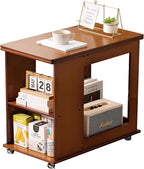 Folding Side Table with Storage Shelf, Space Saving Bamboo End Table with - Image 4