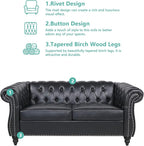 Chesterfield Loveseat Sofa, Modern Leather Small Sofa Couch 2 Seater - Image 7