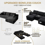 Upgrade Boneless Couch with Storage, Extra Deep&High Seat Modular Sectional - Image 6