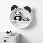 Panda Nursery Decor Wall Shelf, Handwoven Wicker Nursery Shelves - Image 6