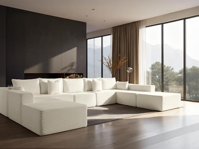 168" Cloud Sectional Couch, Comfort U Shaped Sofa by VYUXWO