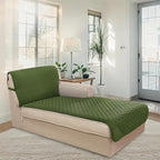 U-NICE HOME Sectional Couch Cover Chaise Lounge Cover, Huntergreen/Sage | - Image 2