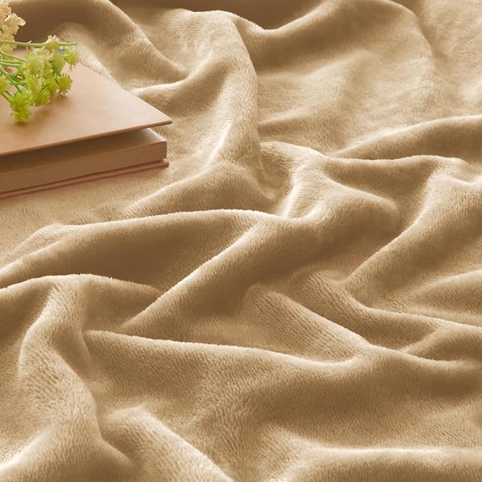 BEDELITE Fleece Blanket Soft Plush Twin Size Blanket Light Camel 60"x80" | - Image 4