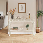 HavenlyYouth Console Table 47.2", Tempered Glass Sofa Table - Image 2