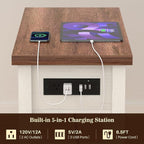 Narrow End Table Set of 2 with Charging Station - Image 9