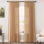 Camel Linen Curtains 80 Inches Long by Nanspring