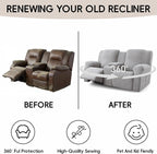 Recliner Loveseat Covers with Console, Stretch Geometric Strokes Jacquard - Image 5