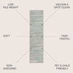 JONATHAN Y Khalil Modern Berber Stripe Cream/Turquoise Runner Rug, Contemporary - Image 3