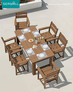 SERWALL Outdoor Dining Table Set, 67‘’ HDPE Patio Dining Set - Image 7