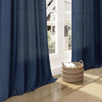 Denim Blue Linen Curtains 96 Inches Long 2 Panels Set - Image 6