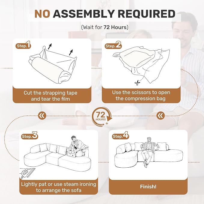 114 Inch Boneless Couches for Living Room, Modern Modular Sectional Sofa - Image 5
