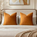 GIGIZAZA Orange Velvet Pillow Covers 26x26 Decorative Pillows Pack of 2 | Throw by GIGIZAZAFocusingonhomedecoration
