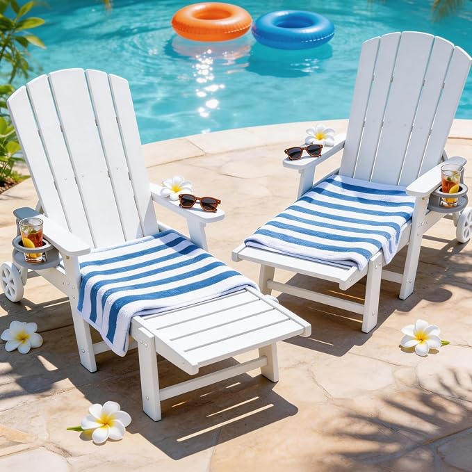 Outdoor Lounge Chair, HDPE 4-Position Adjustable Chaise Lounge Outdoor - Image 5