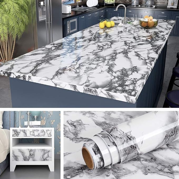 Livelynine 197x24 Inch Marble Contact Paper Peel and Stick Countertops by Livelynine
