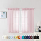 Chyhomenyc Sheer Curtains 45 Inch Long 2 Panels, Short Voile Drapes by Chyhomenyc