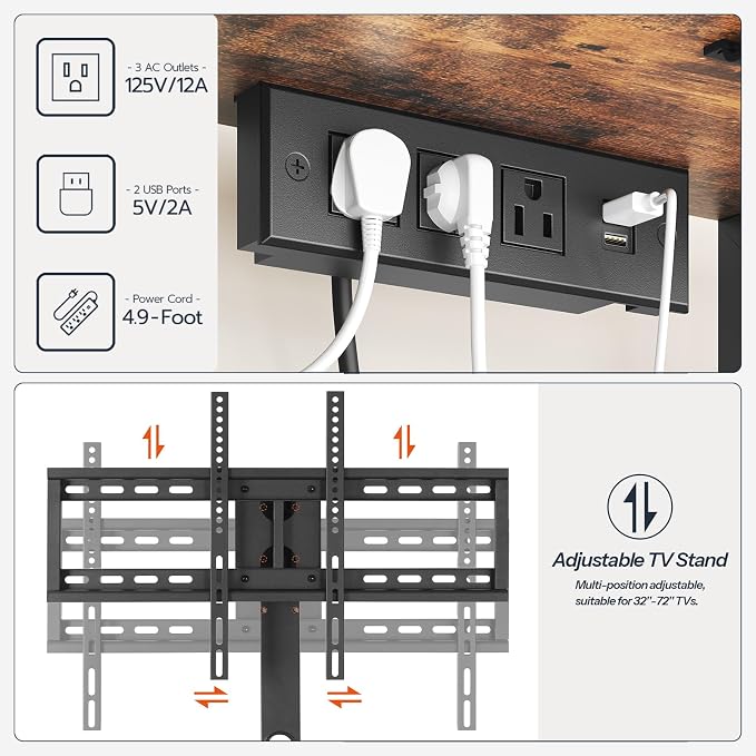 HOOBRO TV Stand with Mount and Power Outlet, LED Entertainment Center with - Image 3