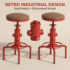 Topower Antique Vintage Industrial Barstool PU Leather Water Pipe Fire Hydrant - Image 6