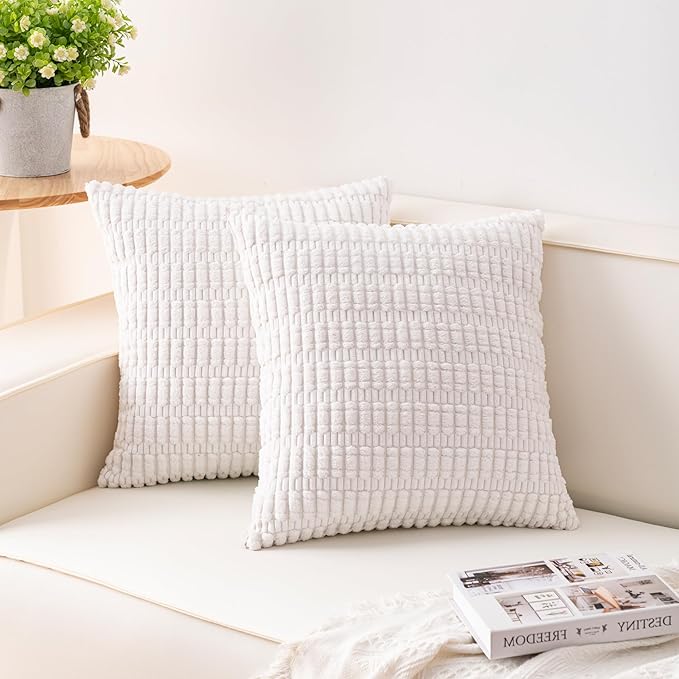 Aegero Pack of 2 Corduroy Decorative Throw Pillow Covers 16x16 Inch by Unknown