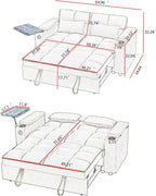 hansones 65'' 3-in-1 Folding Convertible Sofa Bed, Pullout Sofa, Modern - Image 2