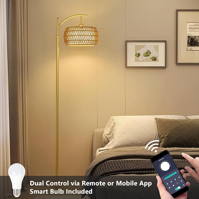 eyassi Arc Floor Lamp with 3 Color Temperatures, LED Gold Floor Lamp with - Image 4