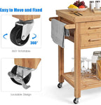 Giantex Kitchen Island, Bamboo Island Cart, Kitchen Trolley Cart on Wheels - Image 5