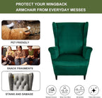 HAOYONG Velvet Wingback Armchair Covers 2-Piece Elastic Stretch Wingback Chair - Image 5
