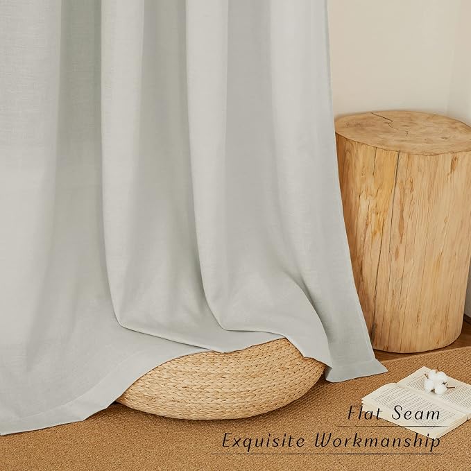NICETOWN Linen Gray Window Curtains 84 inches Long, Grommet Thick Linen Blend - Image 7