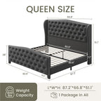 LARMACE Queen Size Bed Frame Velvet Upholstered Platform Bed - Image 2