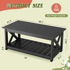 WLIVE Farmhouse Coffee Table for Living Room, 40.1" Rustic Center Table - Image 3