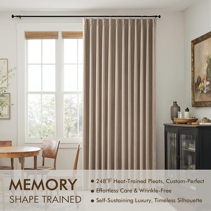 MIULEE Copper Brown Pinch Pleated 100% Blackout Curtains 40x102 Inches | Room - Image 3