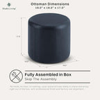 Studio Living® 19” Wentworth Ottoman Round Faux Leather Bench, Stationary - Image 2
