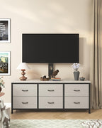 TV Stand with Mount, Fabric Dresser with 6 Drawers - Image 3