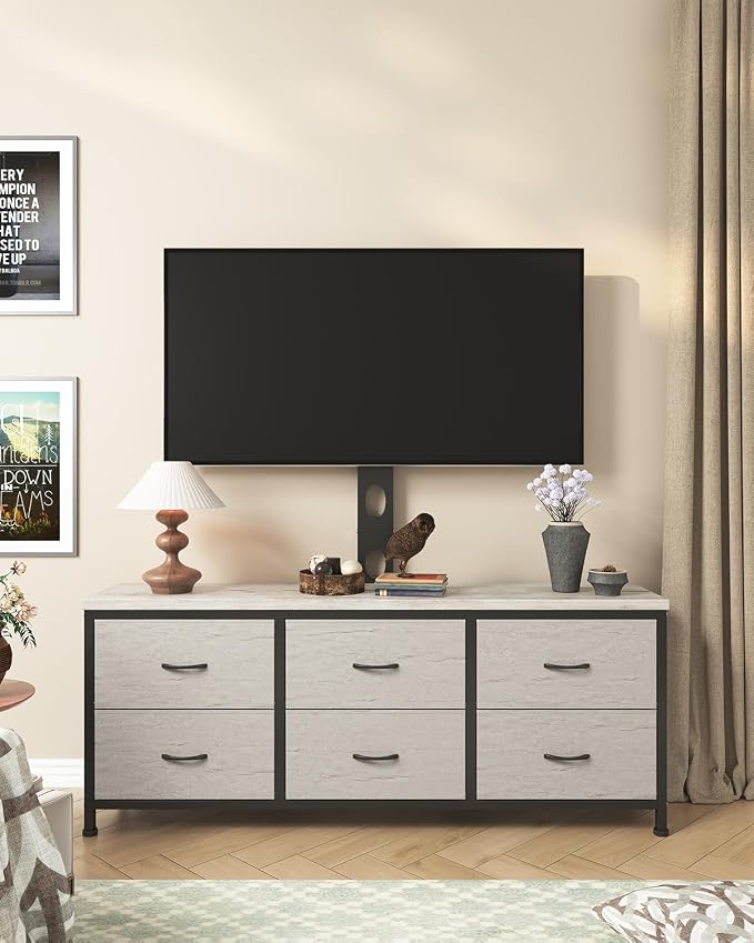 TV Stand with Mount, Fabric Dresser with 6 Drawers - Image 3
