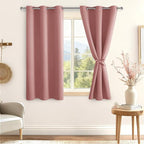 Short Blackout Curtains for Bedroom 2 Panels Dusty Rose 38x45 Inch | Thermal - Image 8