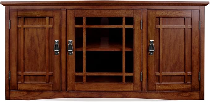 Leick Home 82350 Solid Wood Mission Oak Three Door TV Stand - Image 2